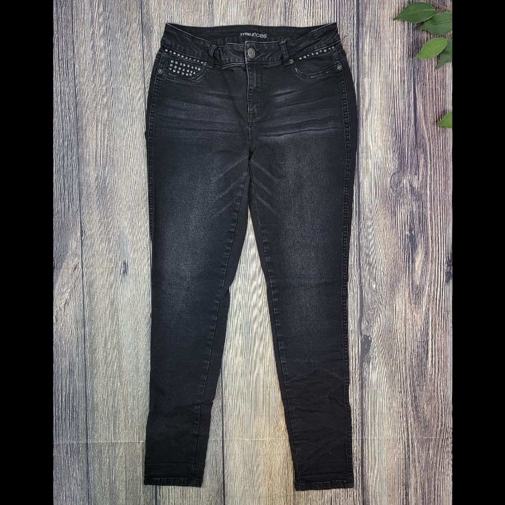 Maurices Studded Pocket Gray Skinny Jeggings